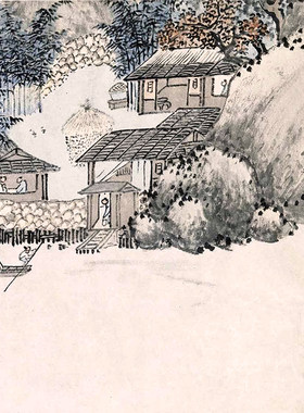 明 沈周 吴中山水卷微喷明代仿古山水画临摹画稿范本复制装饰画心