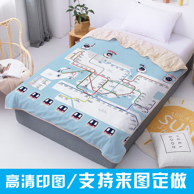 香港地铁空调被港铁线路图周边床品夏季凉感被单人机铁仔午睡薄被