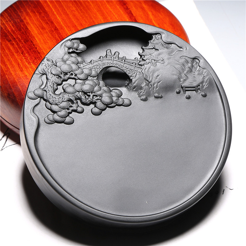 名师老坑精品/江山远眺/天然原石砚台歙砚籽料高档文房礼收藏端砚