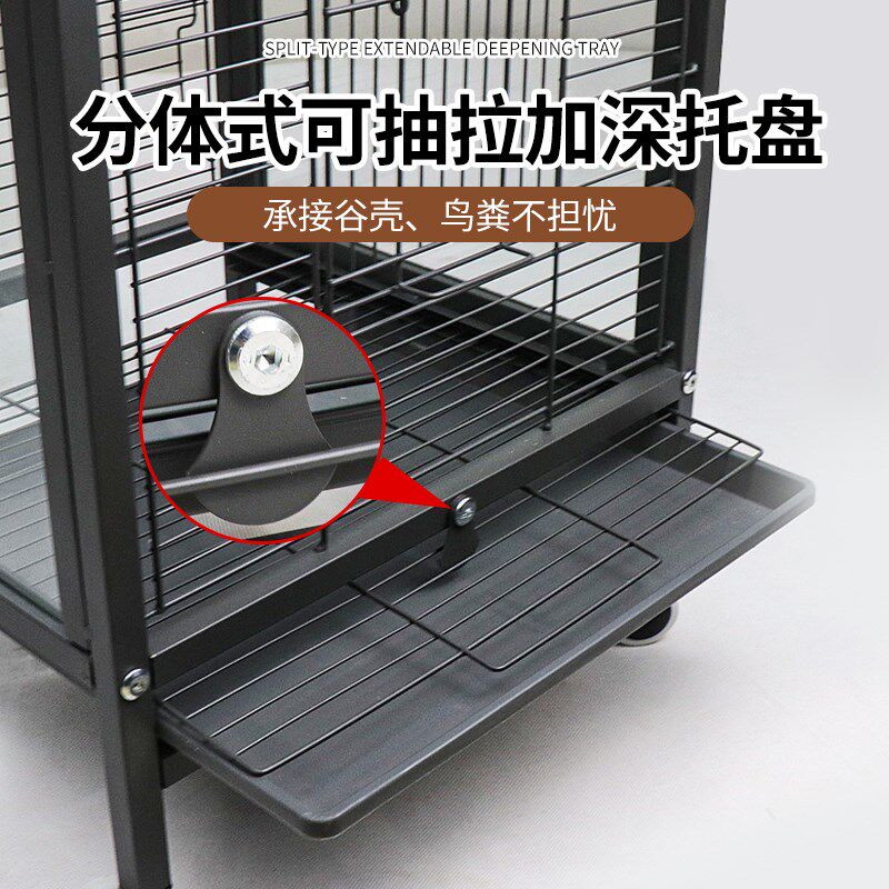 鸟笼鹦鹉笼子虎皮牡丹玄凤八哥鸟笼新款玻璃大号豪华生态家用别墅