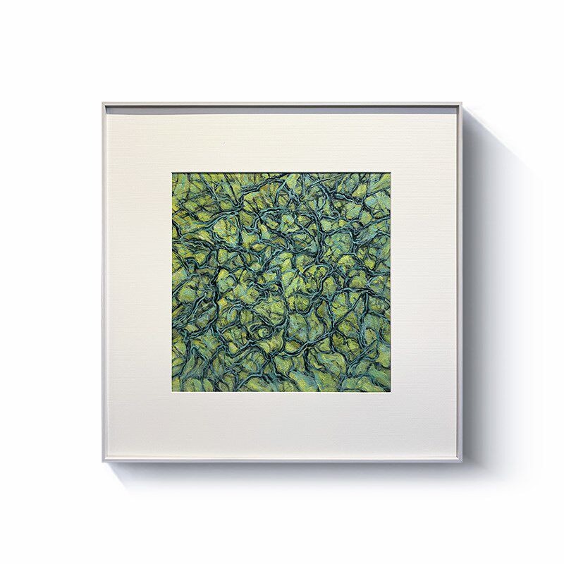 纯手绘抽象油画《绿澜韵动》简约风餐厅卧室挂画定制
