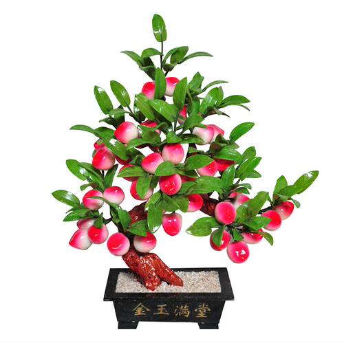 玉石多福多寿桃树摆件工艺品送老人爷爷奶奶长辈蟠桃祝寿贺寿礼物
