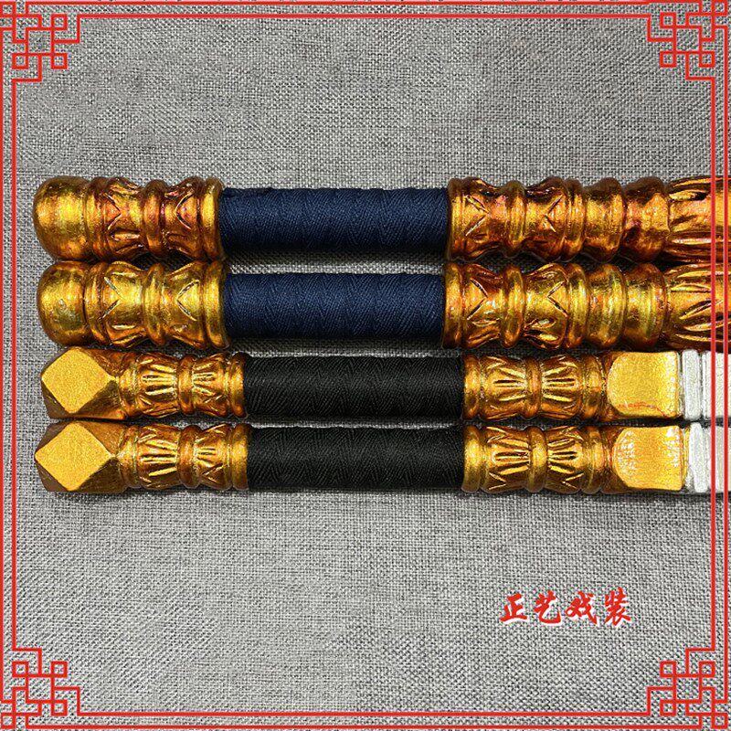 戏曲舞台道具戏剧京剧影视门神秦叔宝尉迟恭木质双锏武生武将鞭锏