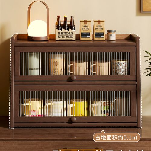 桌面杯子置物架翻门收纳柜茶具展示柜子厨房水杯杯架餐具储物柜