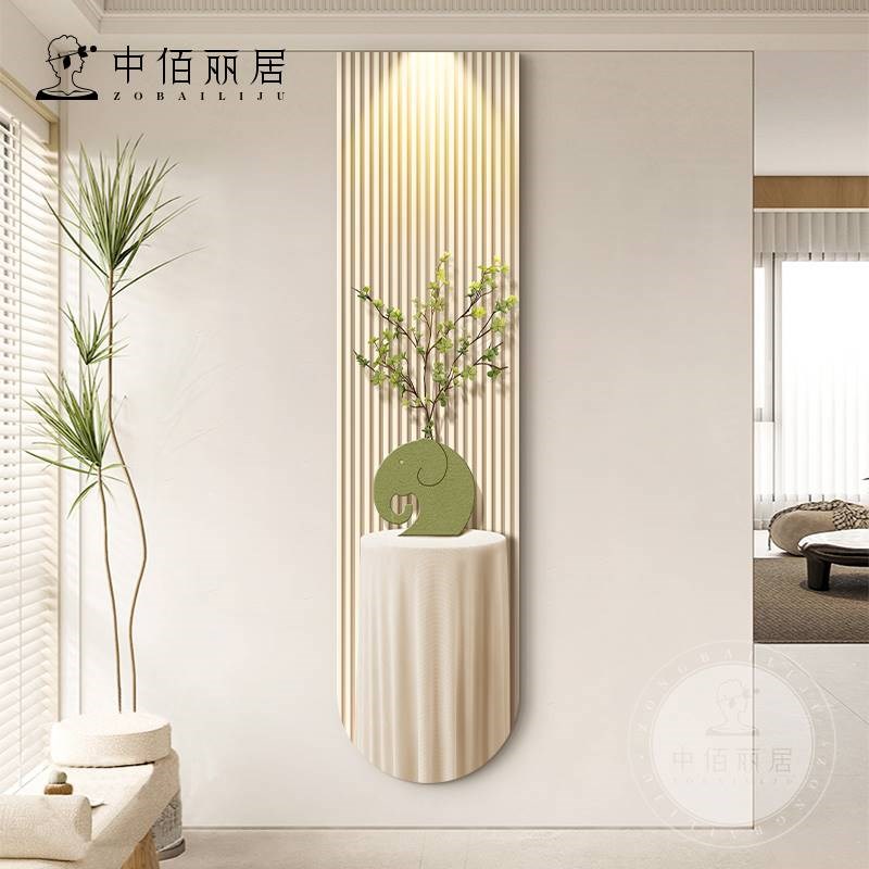 入户玄关装饰画北欧治愈系绿植走廊过道挂画沙发背景墙led灯壁画
