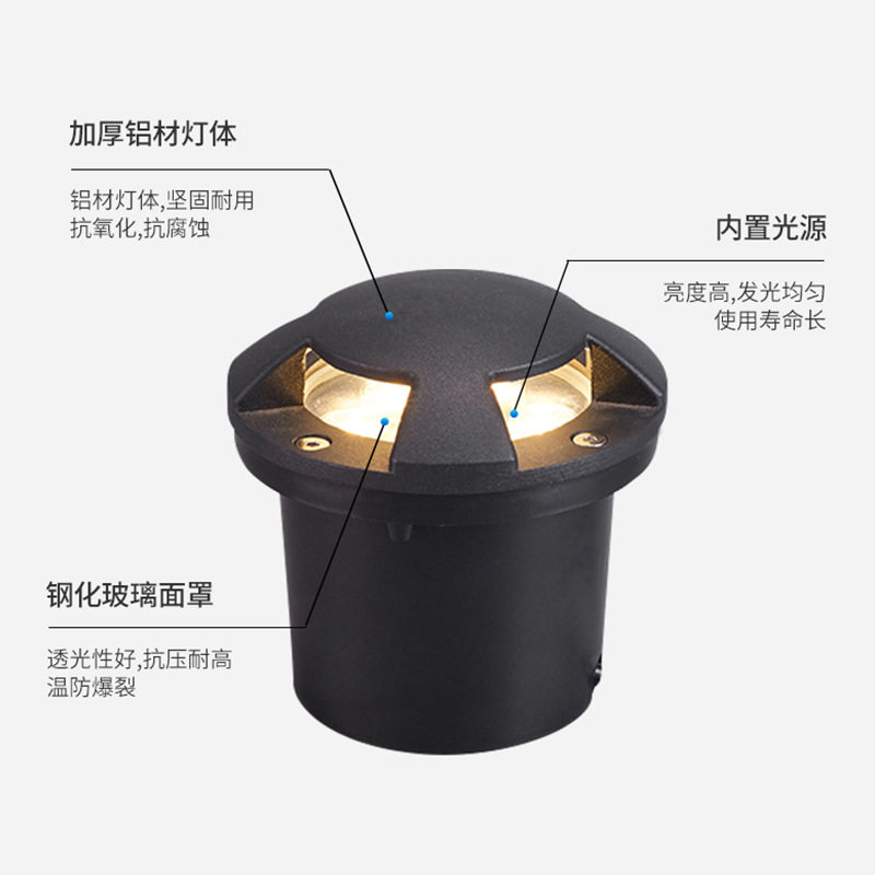 led侧透光埋地灯侧发光步道灯地埋灯户外防水墙角台阶庭院景工厂