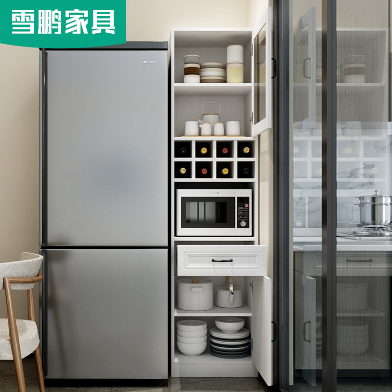 白色简约北欧小户型家用酒柜餐边柜一体高柜客厅多功能储物柜定制
