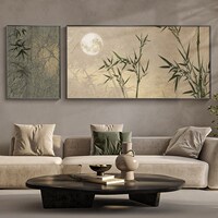 竹子报平安客厅墙面装饰画侘寂新中式沙发背景墙挂画禅意茶室壁画