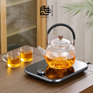 贤丰高档超薄电陶炉煮茶器套装玻璃提梁煮茶壶烧水泡茶壶蒸茶壶
