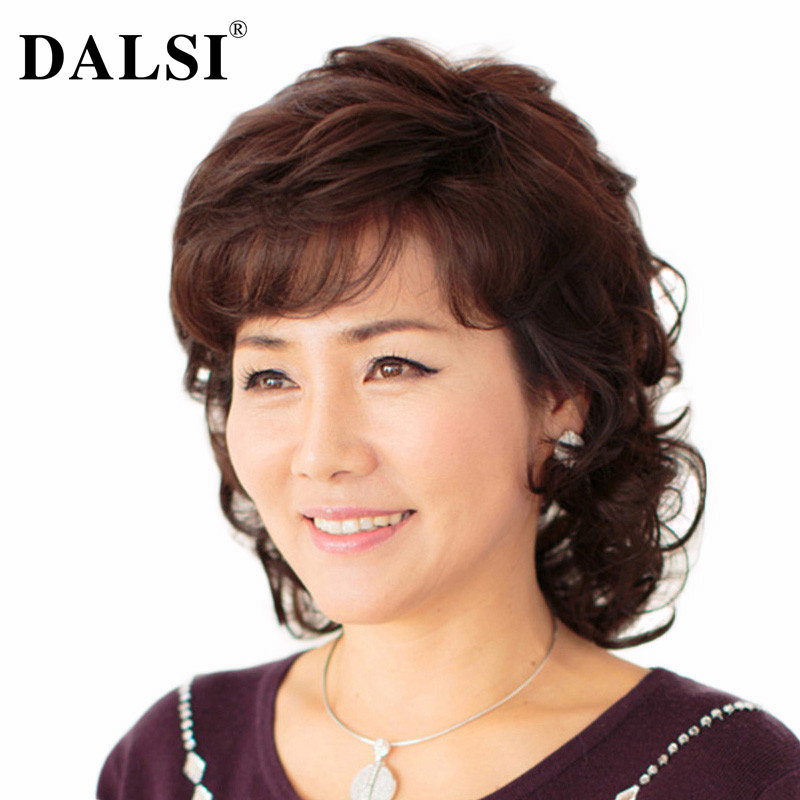 黛丽丝真发假发女长卷发时尚大波浪中长发中老年妈妈假发自然逼真