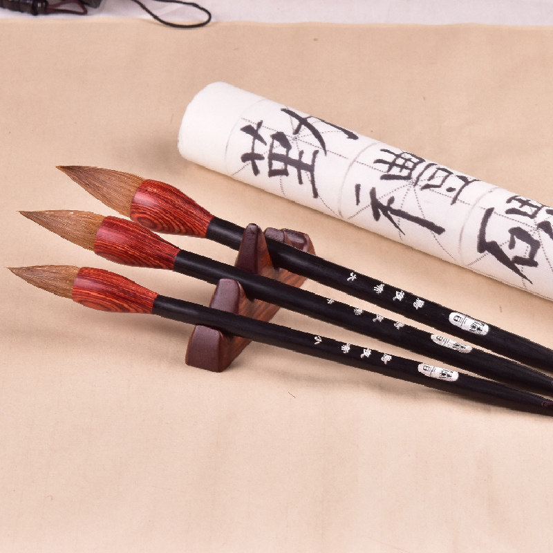 毛笔狼毫蒜头笔 短锋雀头工笔染色国画写意专用大中小号提斗湖笔