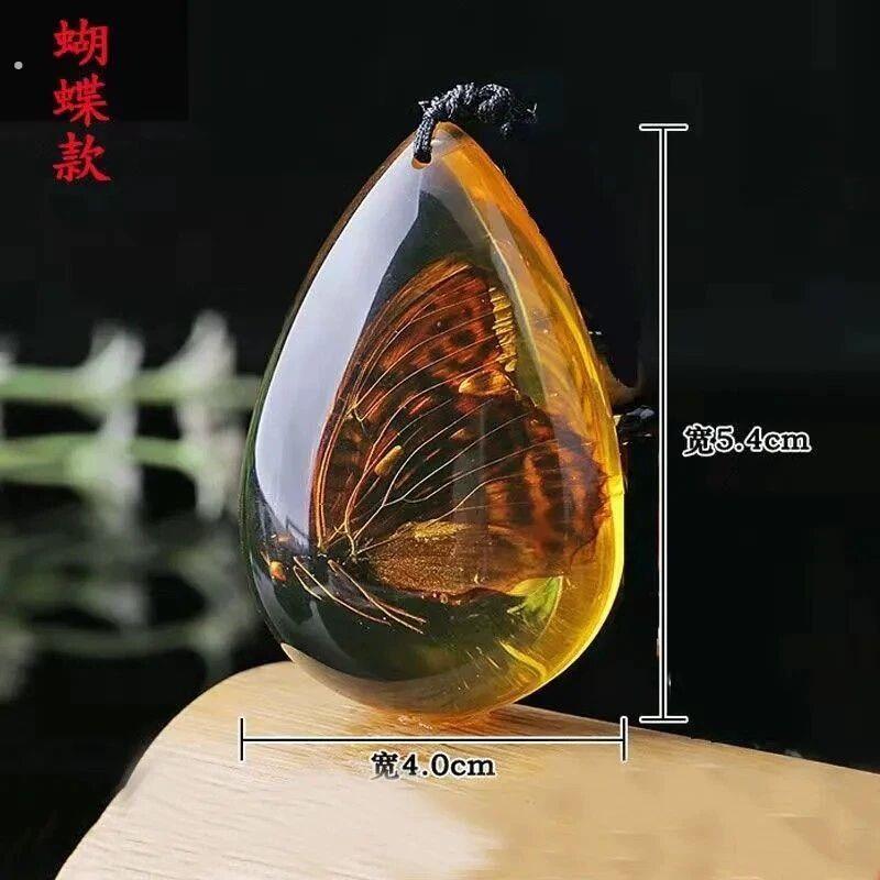 琥珀昆虫标本迷你小动物摆件真虫子蝴蝶甲虫虫珀石饰品挂件蜘蛛蝎