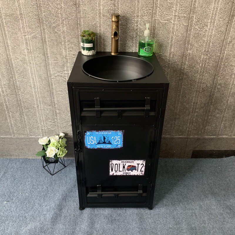 工业风复古洗手盆饭店个性酒吧集装箱立柱台上盆柜组合铁艺洗手池