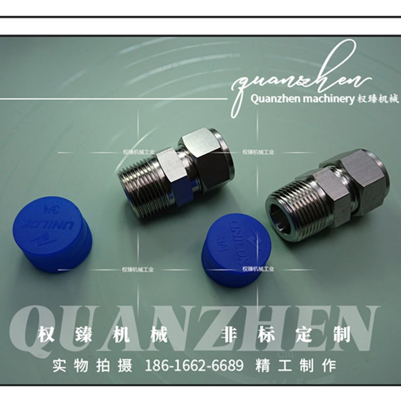 进口不锈钢316外丝外螺纹双卡套式直通终端管接头 PT3/4-3/4OD