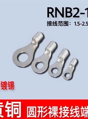 RN02-10冷O接线端子O型圆形压T2-10线耳裸端头黄铜1B00个0.5线鼻