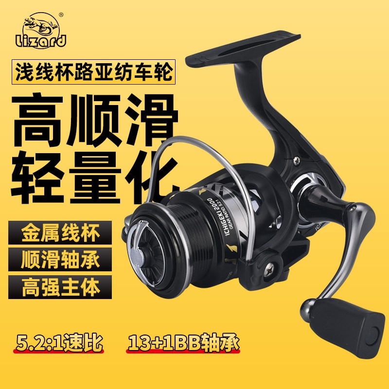 科迈龙金属斜口浅线杯渔轮翘嘴打黑无间隙远投轮路亚微物纺车轮