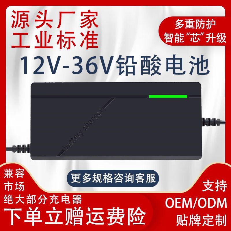 电瓶车电停适用V威天能电池铅酸12超24V36V充电器充满自摩防反接