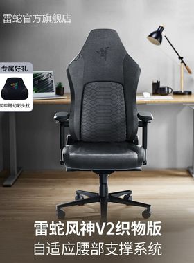Razer人程风神V2深灰织物版电竞椅雷体工蛇舒适办公电脑游戏座椅