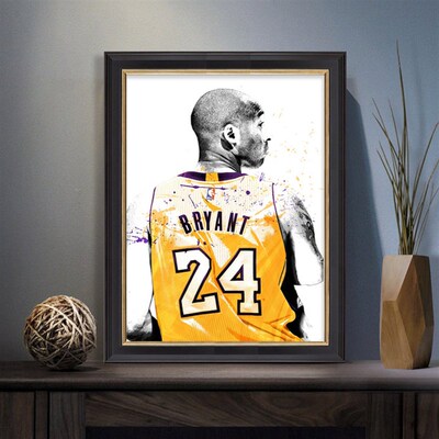 科球布莱恩特KOBE BRYANT装饰有框挂画N人A篮比明星湖B油画黑曼巴
