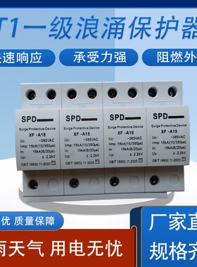 浪涌保护.T1防雷保护器12器52AK5KA50KA一级浪涌4P避雷器一级电涌