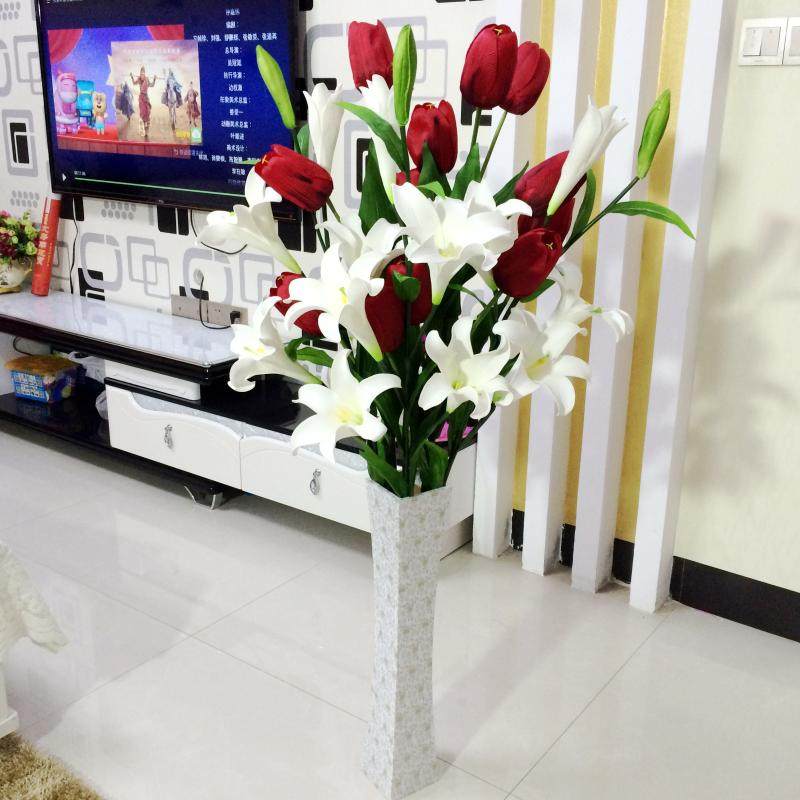家居饰花高金香水百合仿真花束客厅落地装饰品假花绢花PU花郁枝香