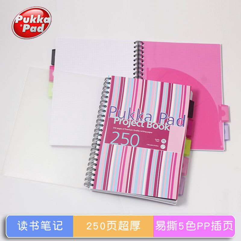 Aukka p4d考研方格本pp防水塑料插页带标签超厚Pa/A5办公笔记本子