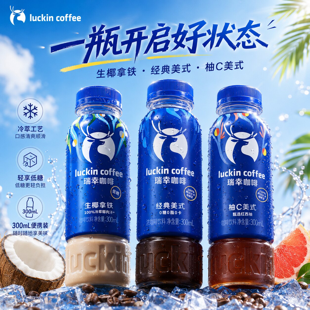 瑞幸即饮咖啡300ml生椰柚C美式图片