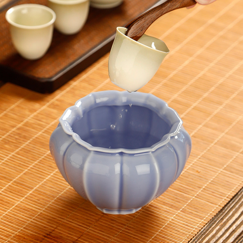 陶瓷烟灰缸茶洗建盏建水家用水盂家用大号功夫茶具茶渣缸创意杯洗