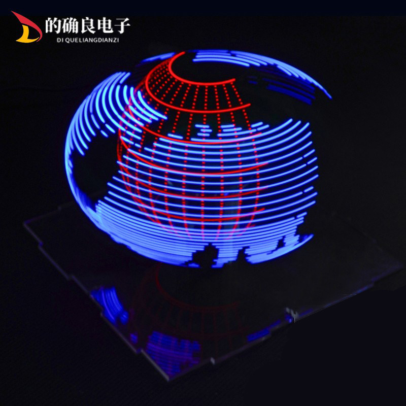 双轴球型旋转LED套件POV双色时钟遥控单片机DIY电子制作焊接练习