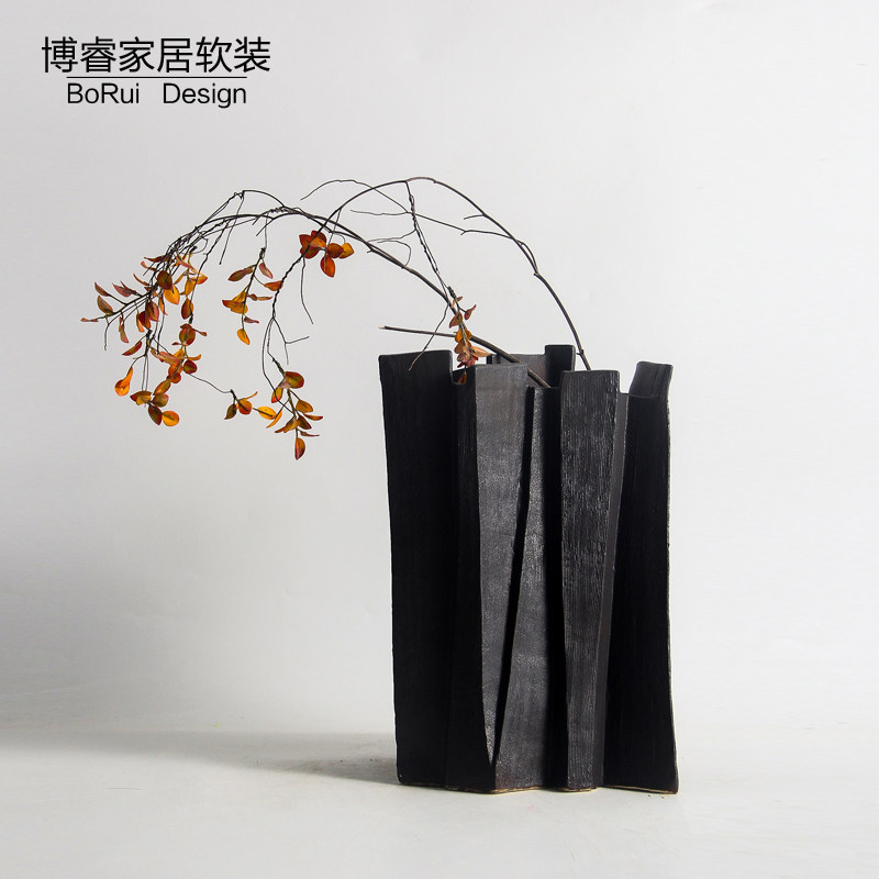 创插极简现意几何陶瓷花瓶摆件代花器样板房间民宿酒店客厅装饰品