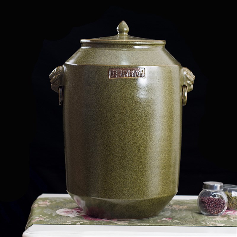 景德镇陶瓷米缸米桶 50斤面缸茶叶缸水缸油缸 茶叶末釉陶瓷储物罐