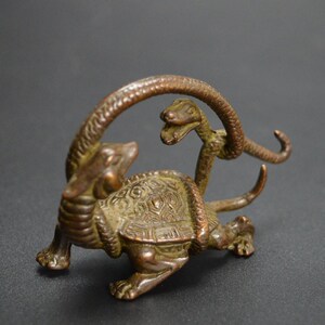 黄铜摆件四圣兽之玄武家居摆设吉祥瑞兽龟蛇仿古铜器茶宠摆设古玩