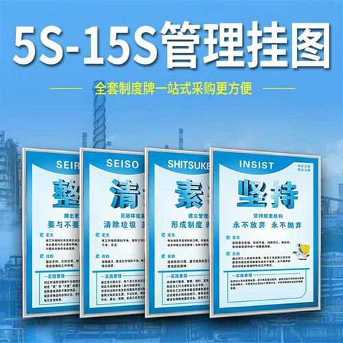 工厂5S/6S/7S/8S/9S管理标识牌安全生产标语质量企业文化海报挂图