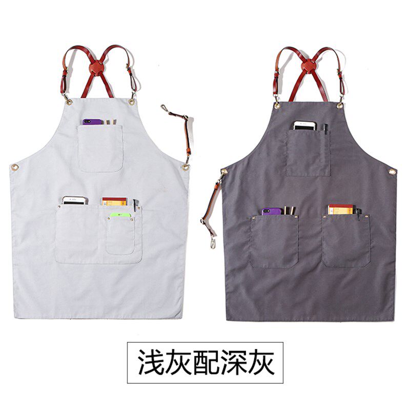 双面围裙定制印logo咖啡师烘焙师花店女奶茶店理发店餐饮男工作服
