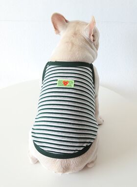 法斗爱心彩条吊带衫宠物胖猫胖狗狗春夏衣服英斗巴哥柯基斗牛加菲
