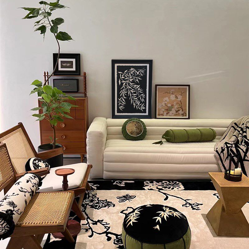 高级感轻法式中古风装饰画客厅餐厅卧室抽象复古挂画时尚黑框壁画