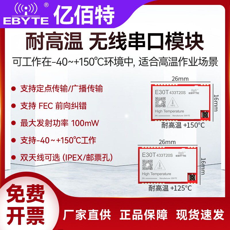 工业级433MHz无线数据透传串口通讯模块耐高温150C收发一体