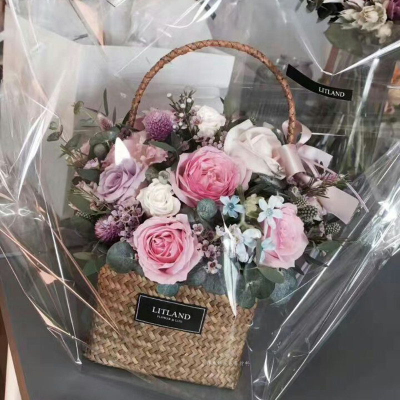 花束防风衣防尘保护袋防水透明玻璃纸袋子花盒花篮鲜花包装配送袋