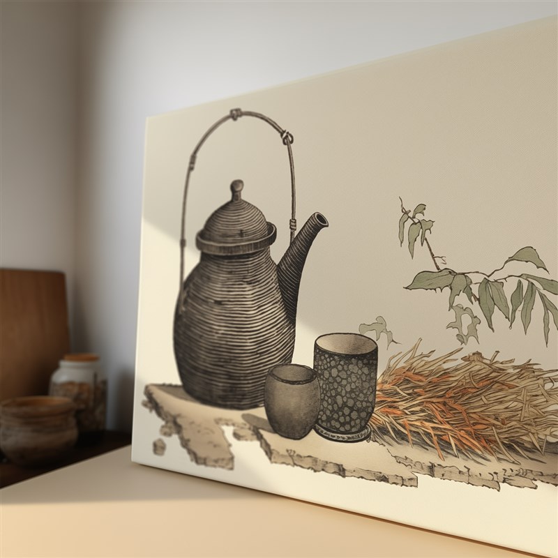 布纸有爱 闲来喝茶 新国风茶室文字装饰画横幅餐厅背景墙中式挂画