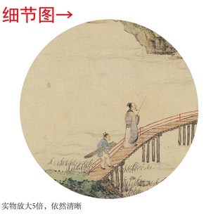 清上睿《携琴访友》客厅书房茶室装饰挂画玄关山水高清横卷轴字画