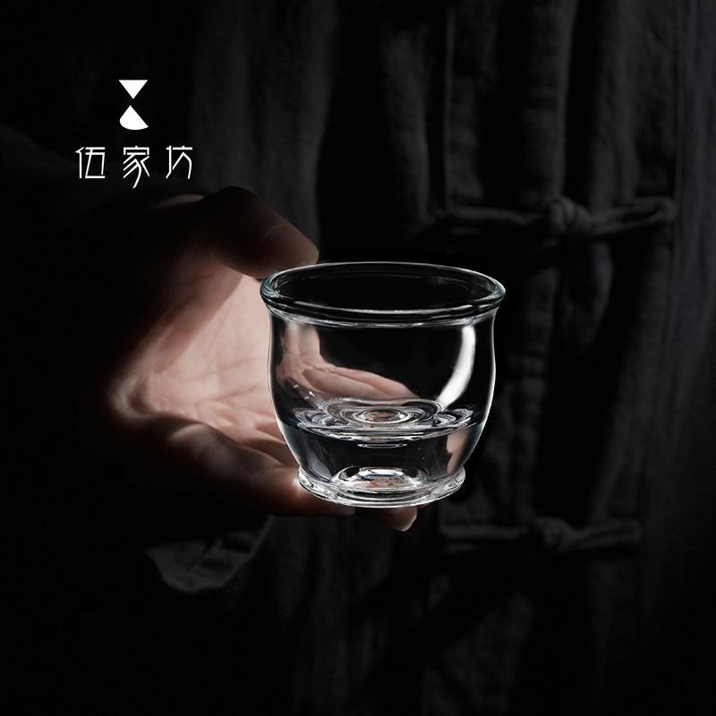 伍家坊 水晶玻璃主人杯高档透明个人杯碧玺石茶杯耐热高档喝茶杯