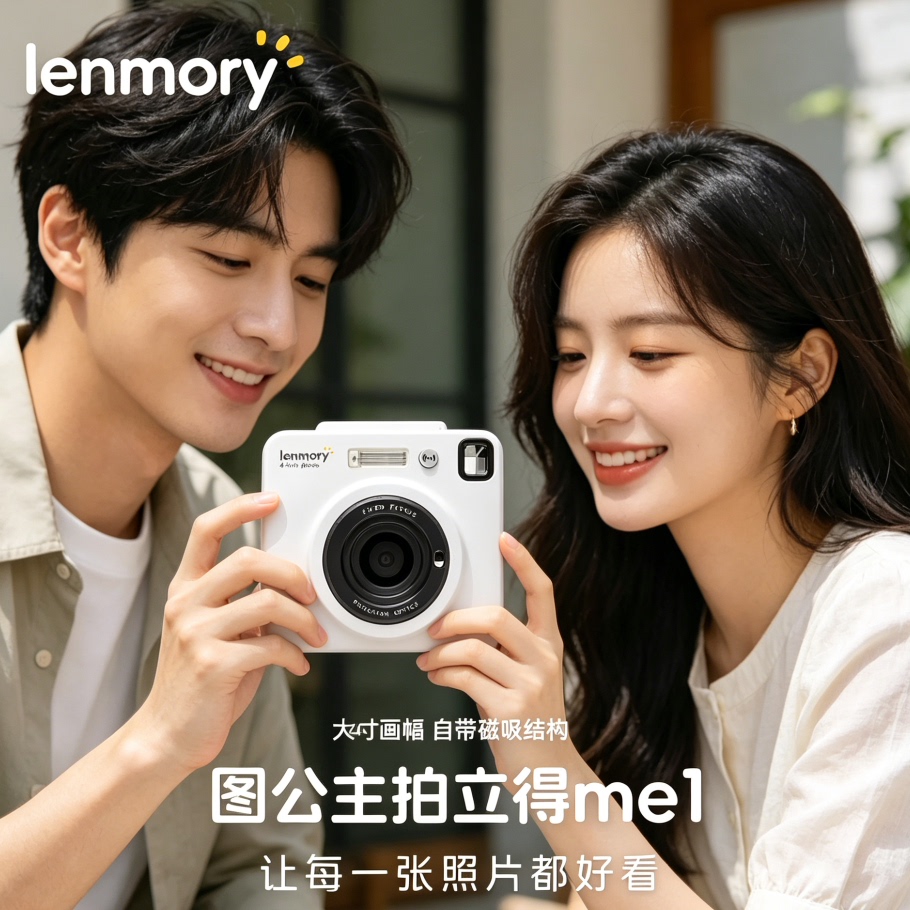 lenmory白色便携复古拍立得相机