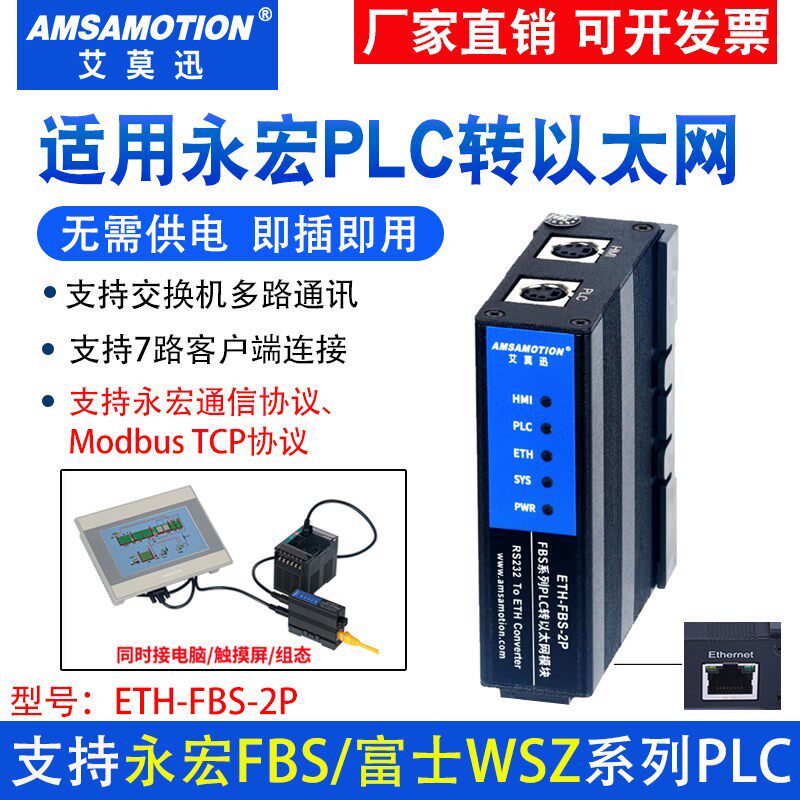 适用永宏FBS/富士WSZ系列PLC串口转以太网口扩展模块ETH-FBS-2P