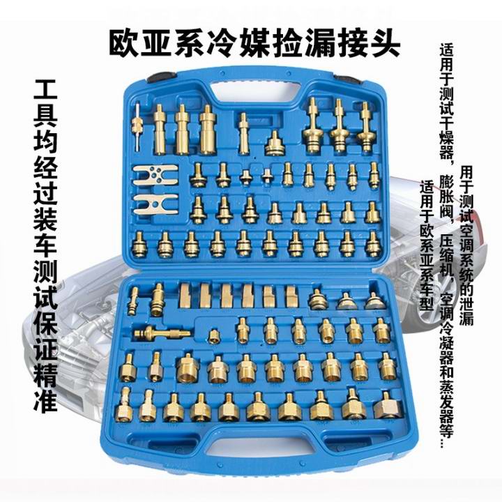 冷气管路测漏接头汽车空调维修检漏堵漏工具组套装欧亚日系综合型