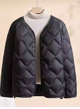 秋冬新款夹克休闲短款轻薄羽绒服轻型宽松大码鸭绒内胆保暖外套