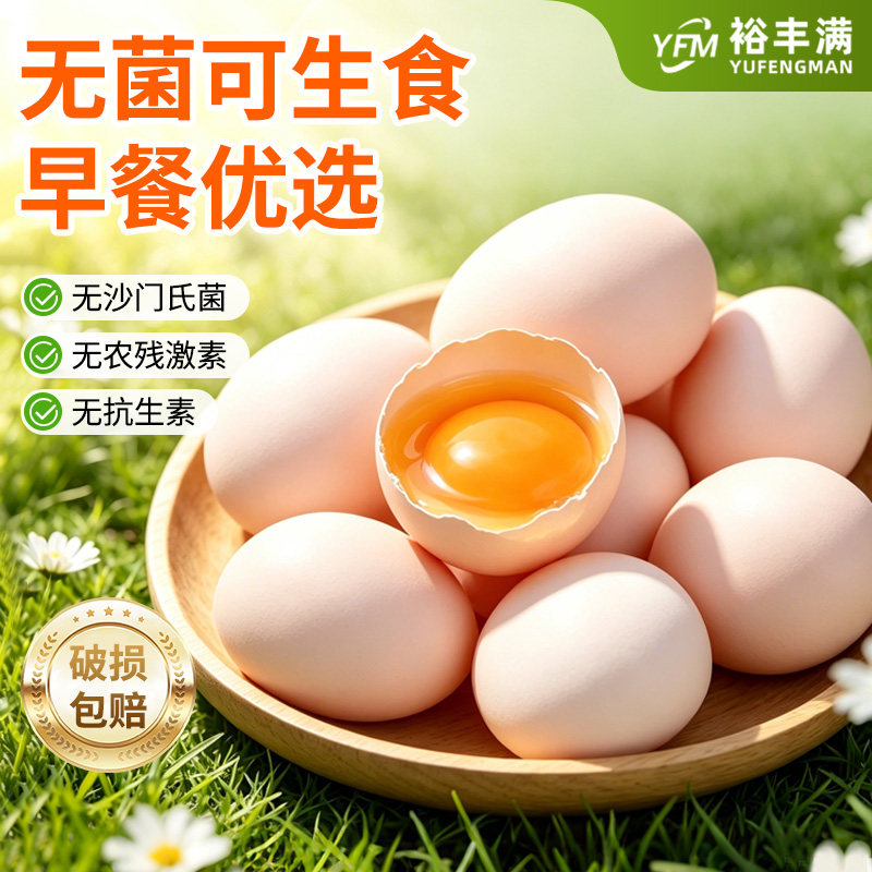 裕丰满精品富硒无菌鲜鸡蛋 可生食无抗无素鸡蛋 营养鲜鸡蛋 生抗实拍商品图