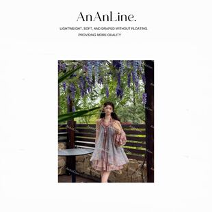 AnAnLine.塞纳花园中世纪原创设计油画系法式复古三件套裙裤-