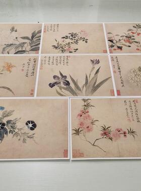 恽寿平春花画画册八开??覆古书画画花卉国画画真迹艺术微喷彷古墙