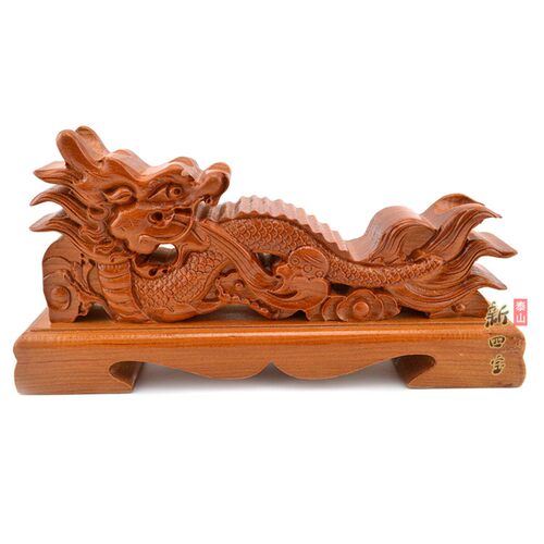 桃木剑木双面雕刻单木剑架桃座雕桃龙剑托实木底座家居摆件