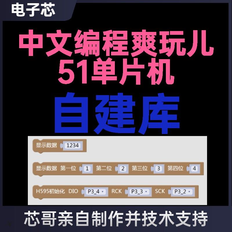 中文编程爽玩儿51法片机自建库方单C语言转换